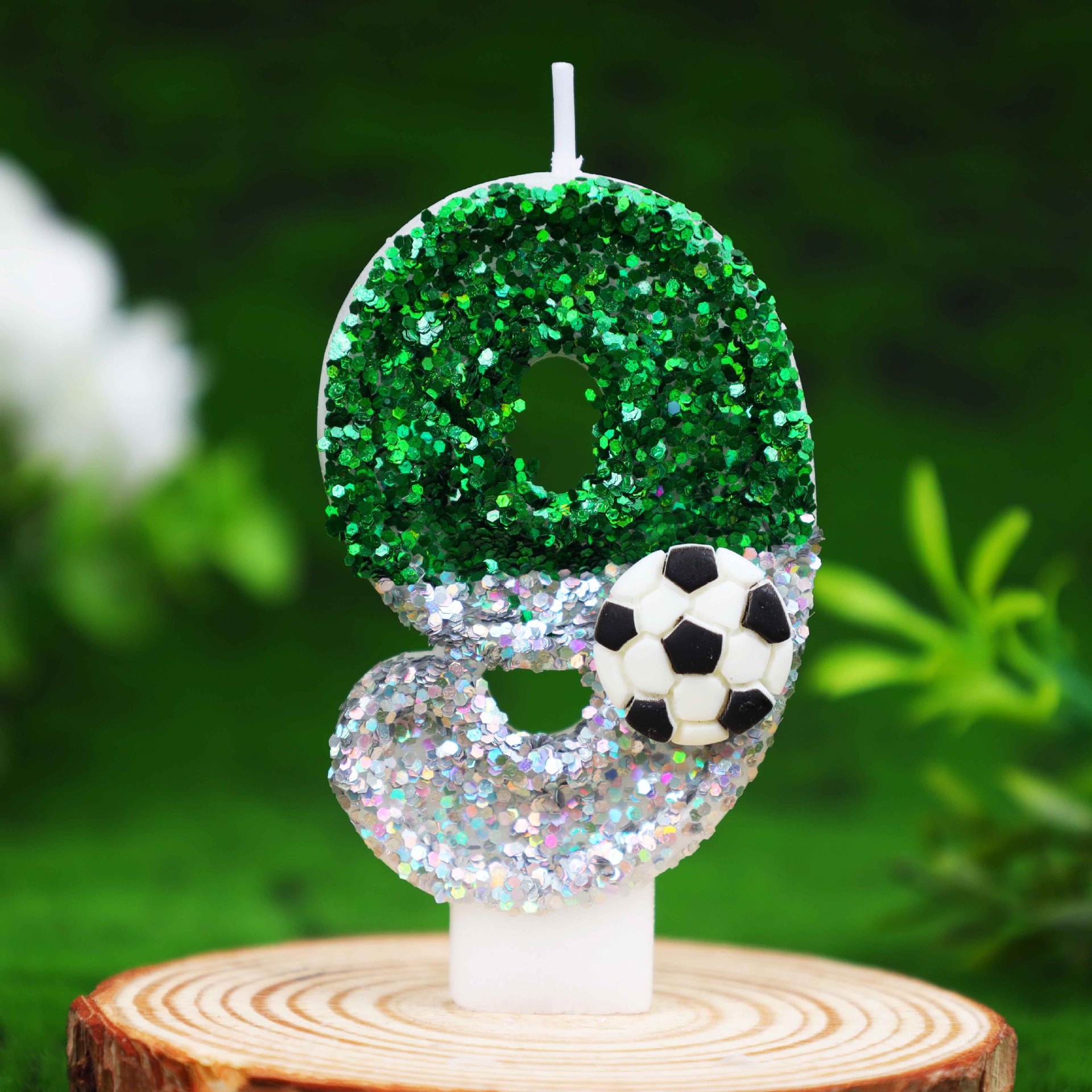 Football Glitter Number Birthday Candles for Party Decoration