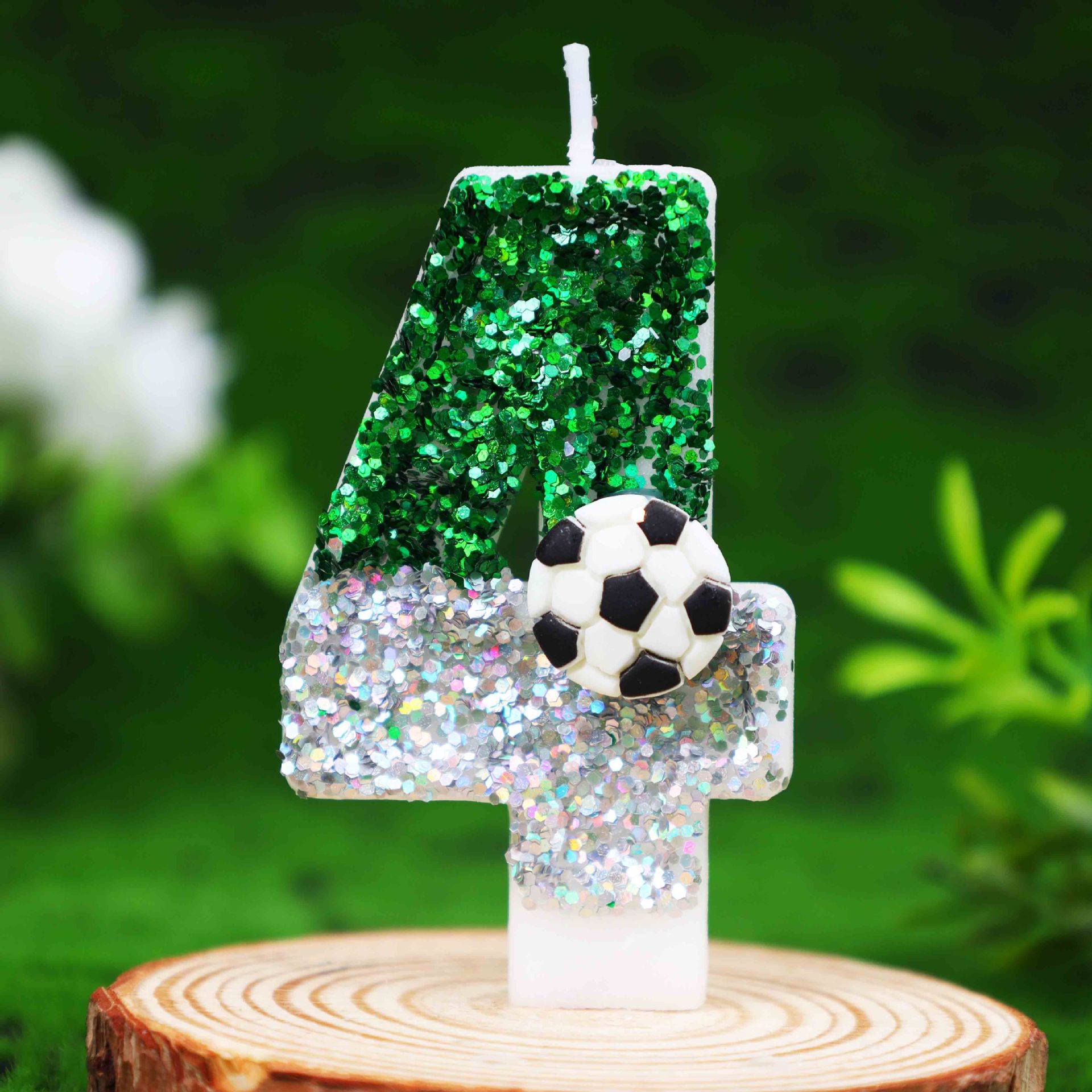Football Glitter Number Birthday Candles for Party Decoration