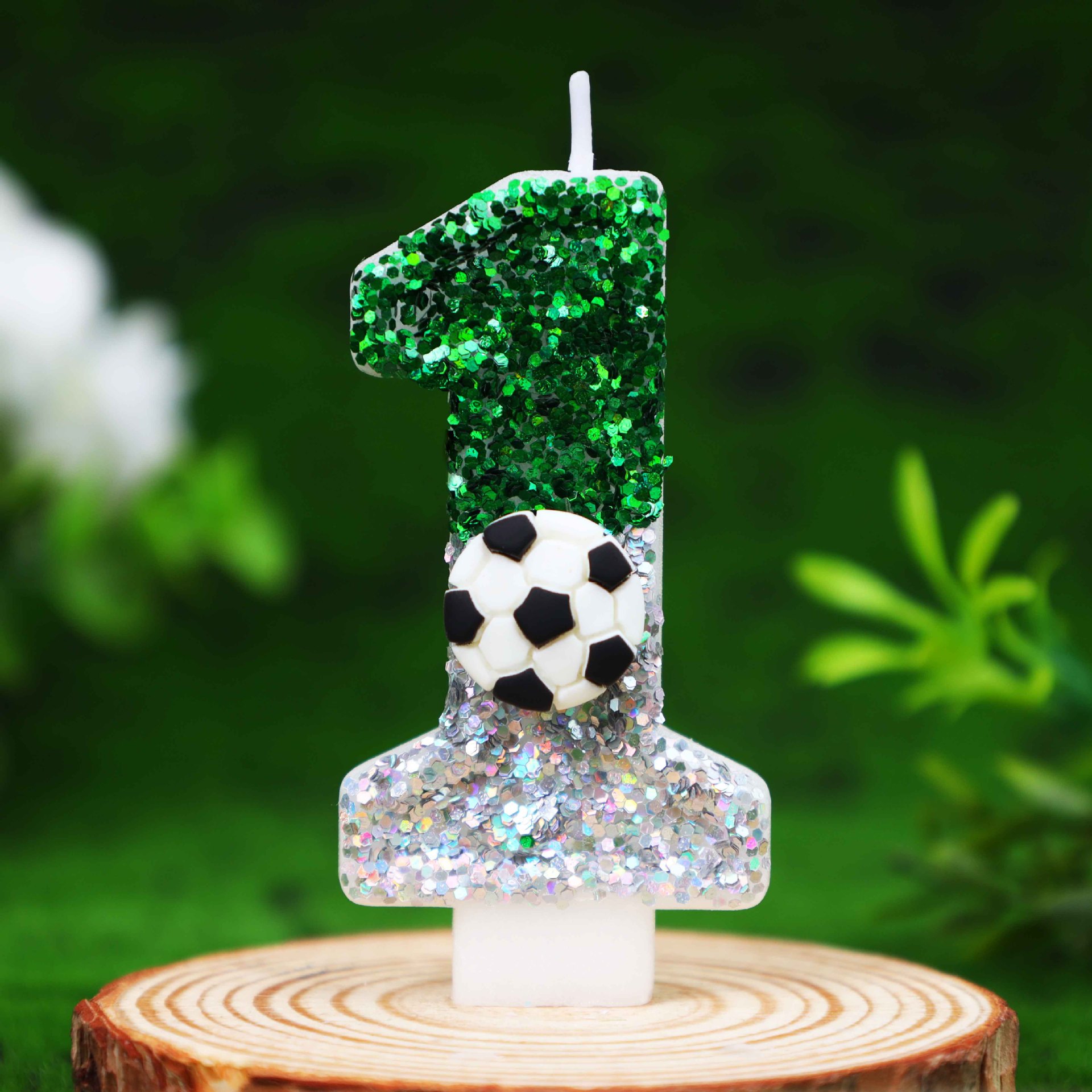 Football Glitter Number Birthday Candles for Party Decoration