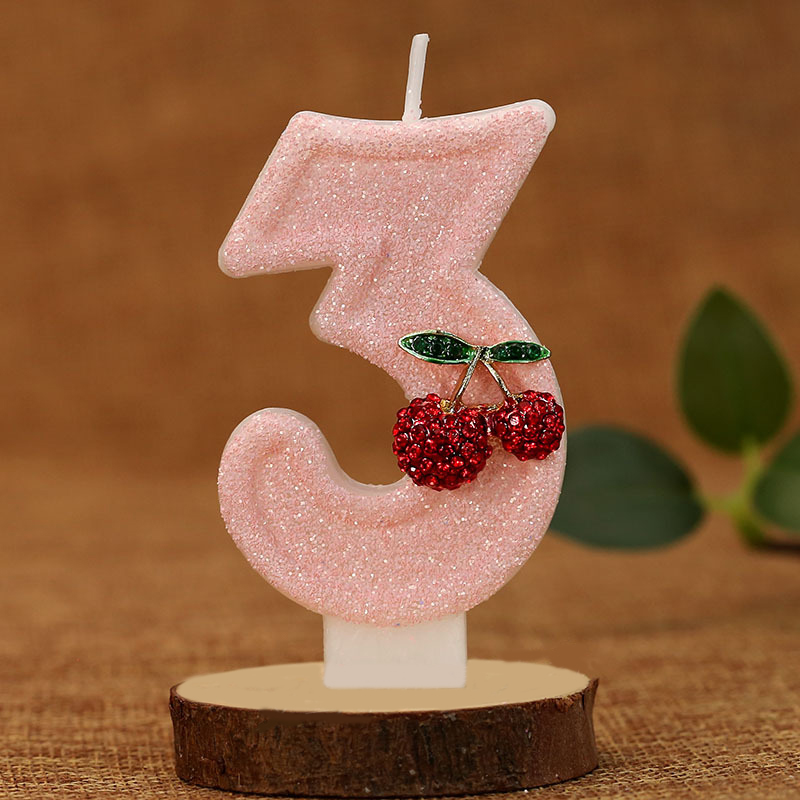 Pink Glitter Number Birthday Candles for Party Decoration