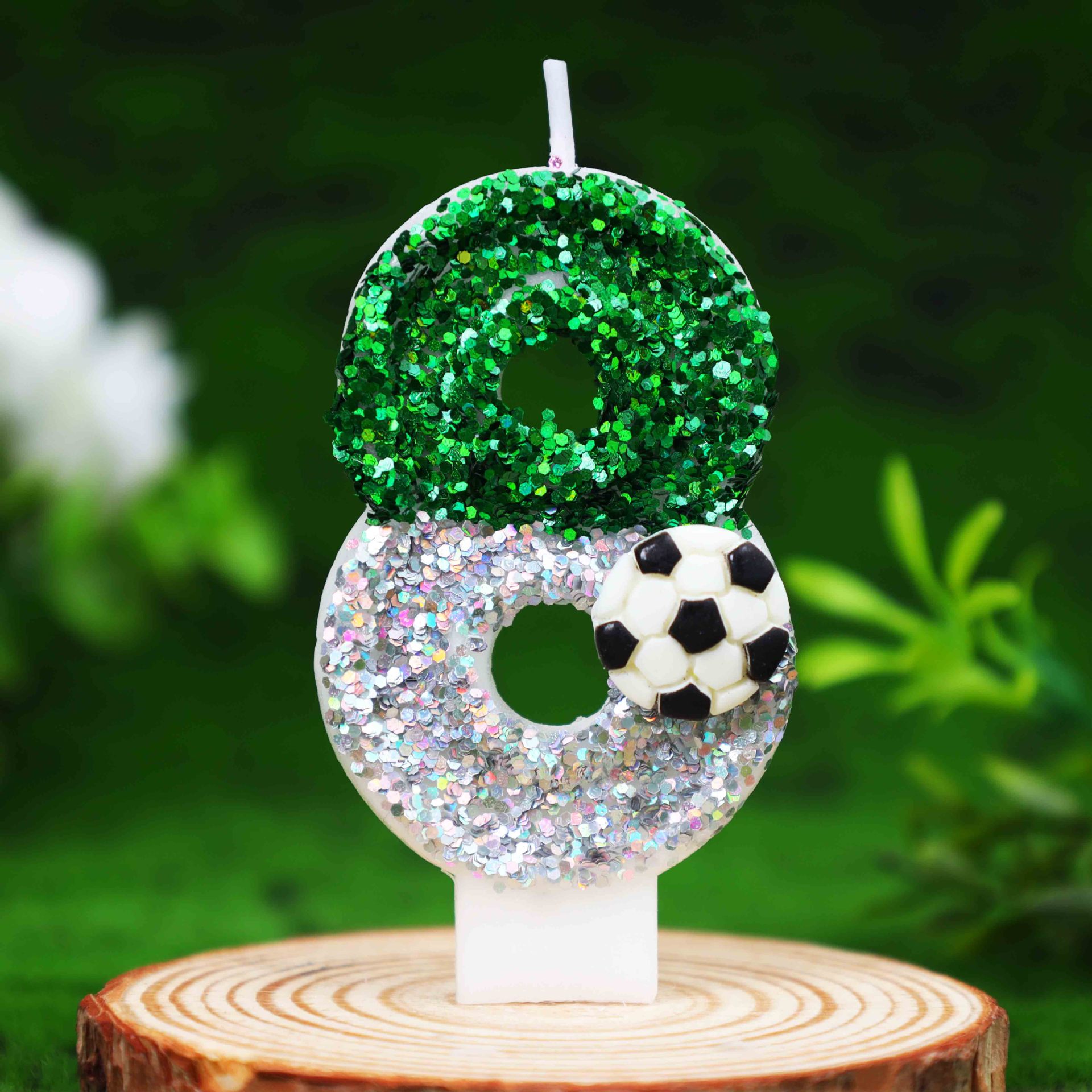 Football Glitter Number Birthday Candles for Party Decoration