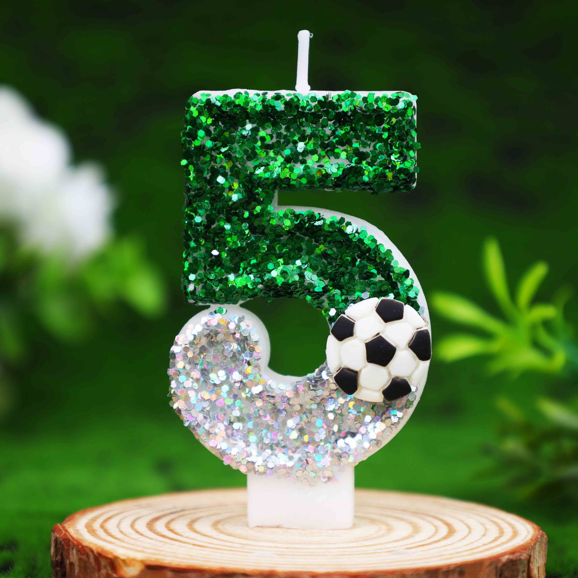 Football Glitter Number Birthday Candles for Party Decoration