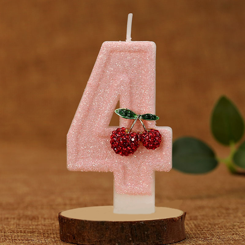 Pink Glitter Number Birthday Candles for Party Decoration