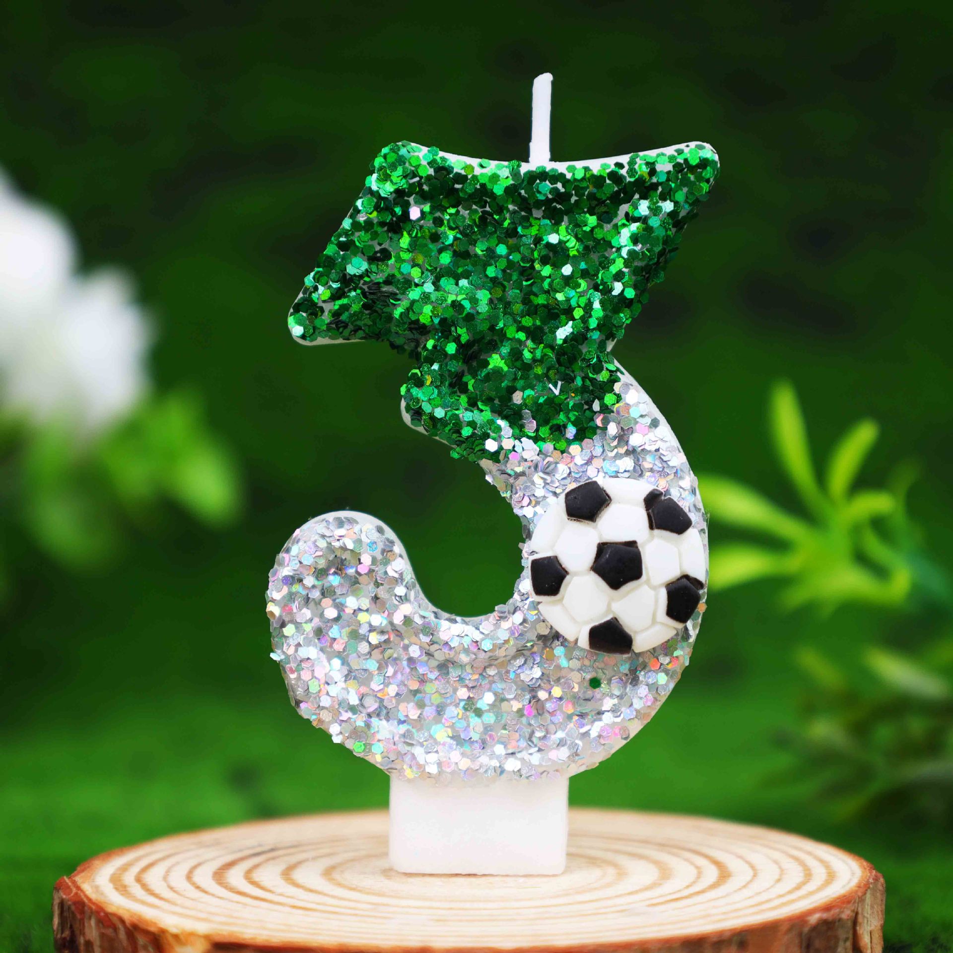 Football Glitter Number Birthday Candles for Party Decoration