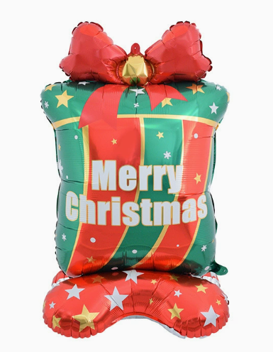 Christmas Theme Green and Red Gift Shape Foil Balloon
