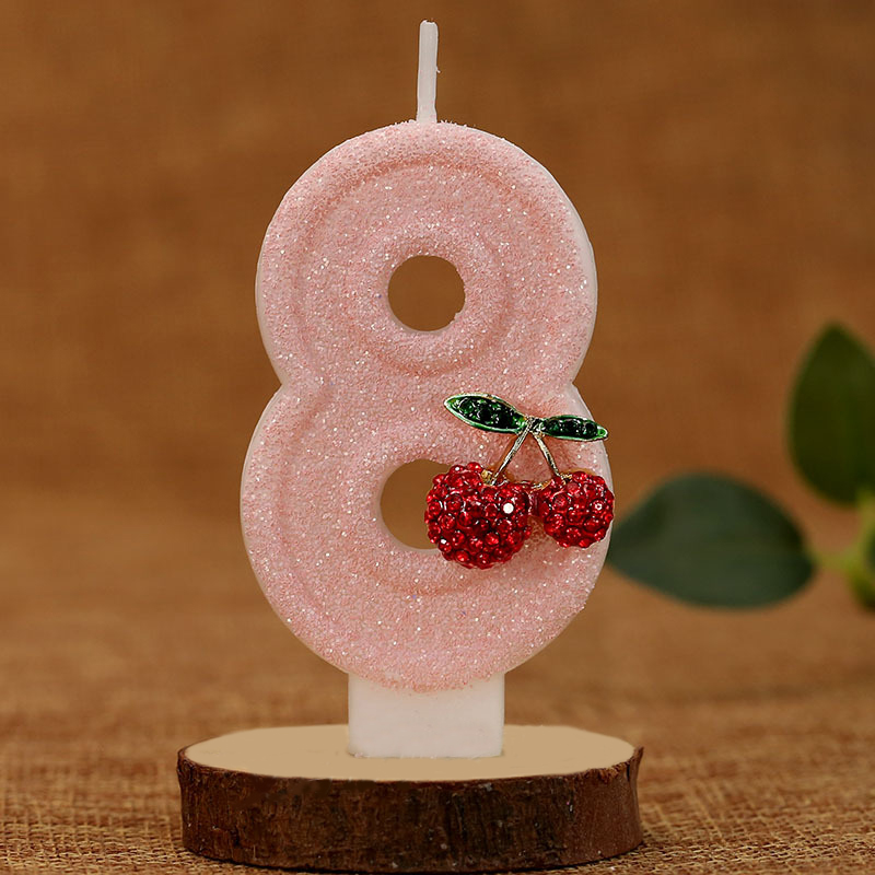 Pink Glitter Number Birthday Candles for Party Decoration