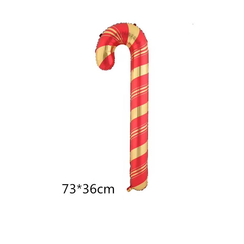 Christmas Theme Red and Gold Striped Cane Shape Foil Balloon