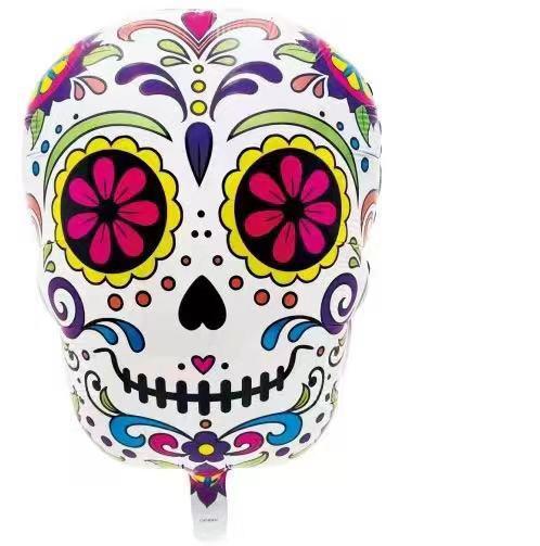 Halloween Theme Pink Rose Skull Shape Foil Balloon