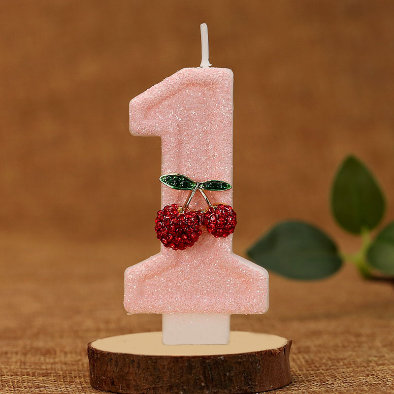 Pink Glitter Number Birthday Candles for Party Decoration