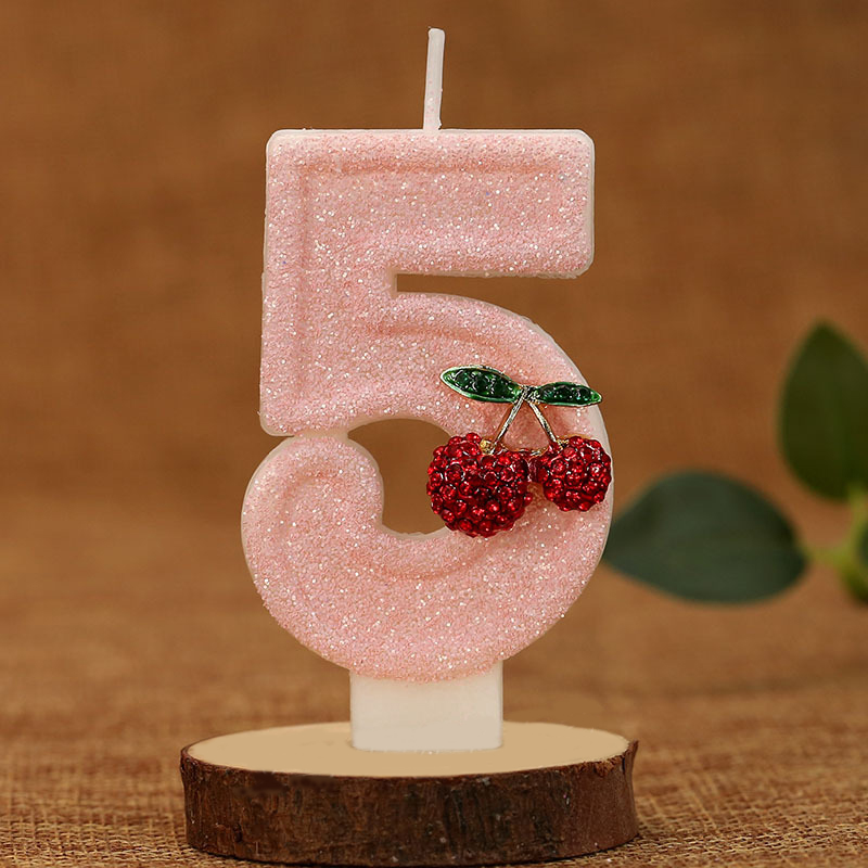 Pink Glitter Number Birthday Candles for Party Decoration
