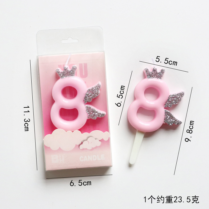 Pink Glitter Number Birthday Candles for Party Decoration