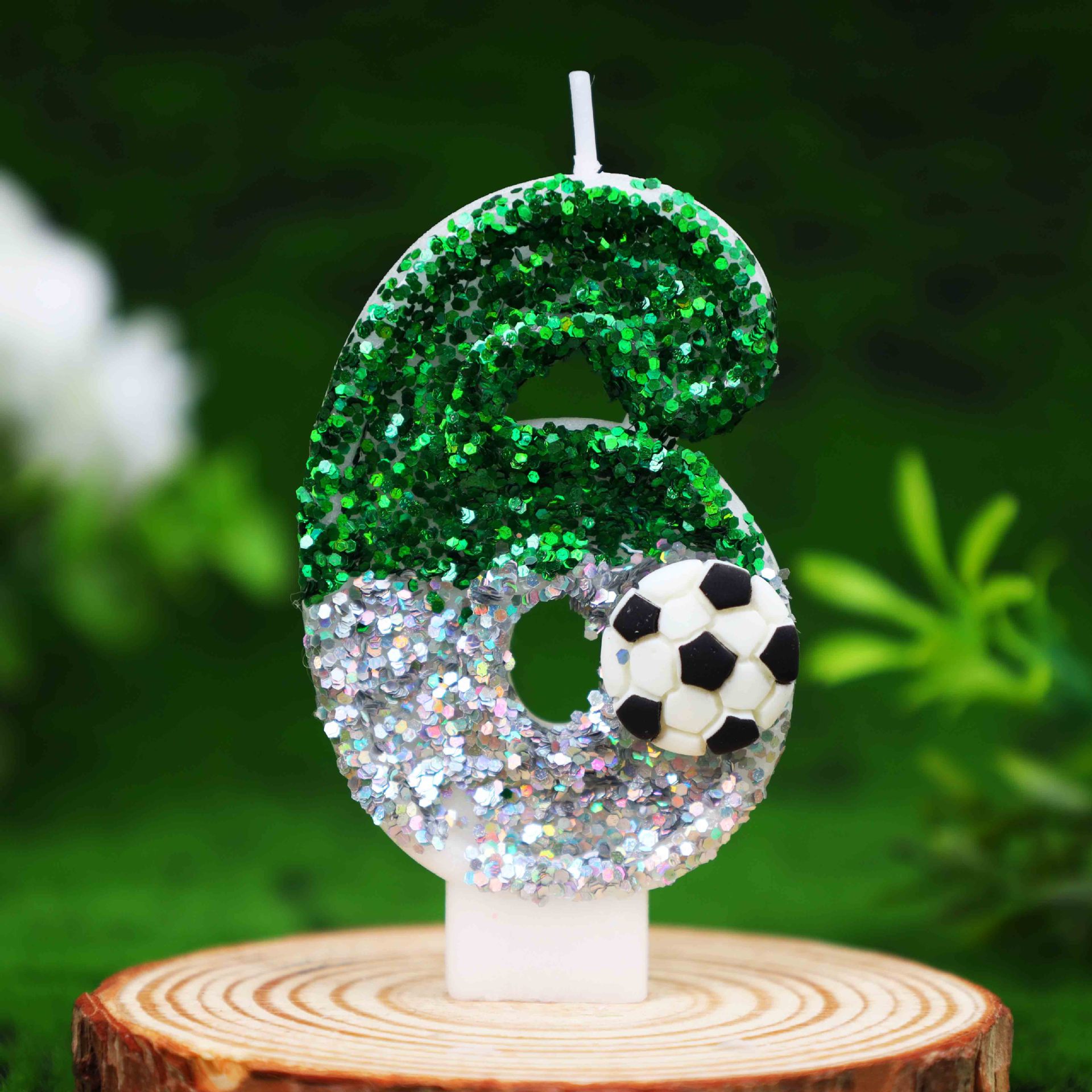 Football Glitter Number Birthday Candles for Party Decoration