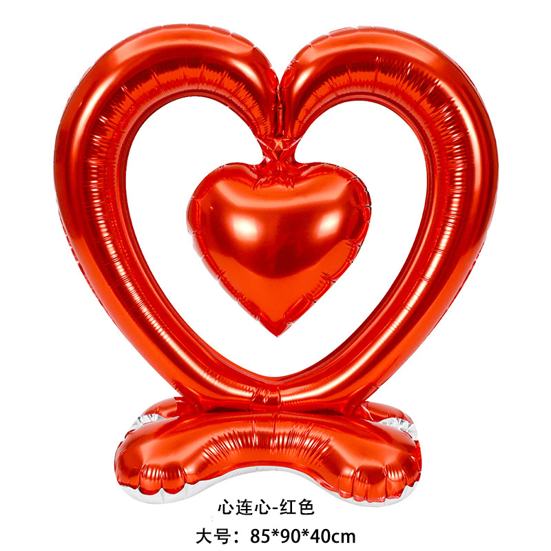 Valentine Theme Red Heart to Heart Shape Foil Balloon