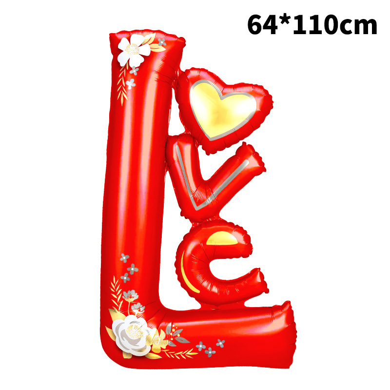 Valentine Theme Red Conjoined Love Shape Foil Balloon
