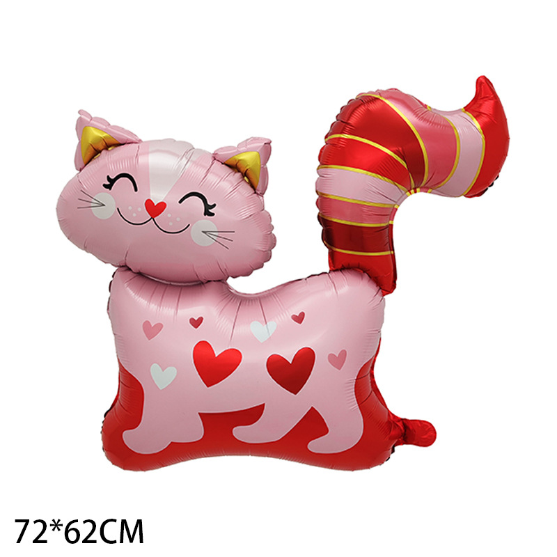 Valentine Theme Pink Cat Shape Foil Balloon