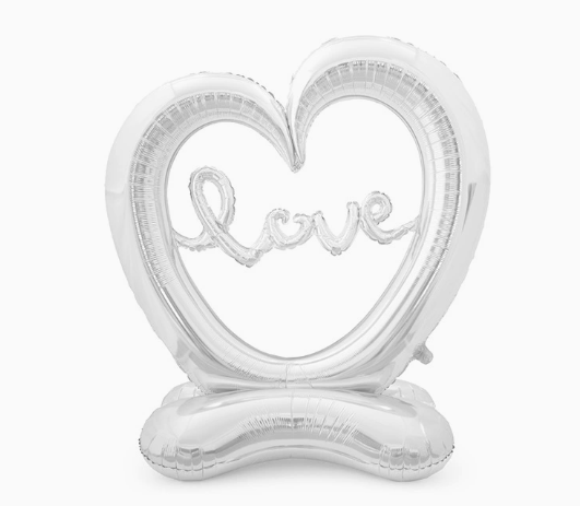 Valentine Theme Silver Standing Hollow LOVE Shape Foil Balloon