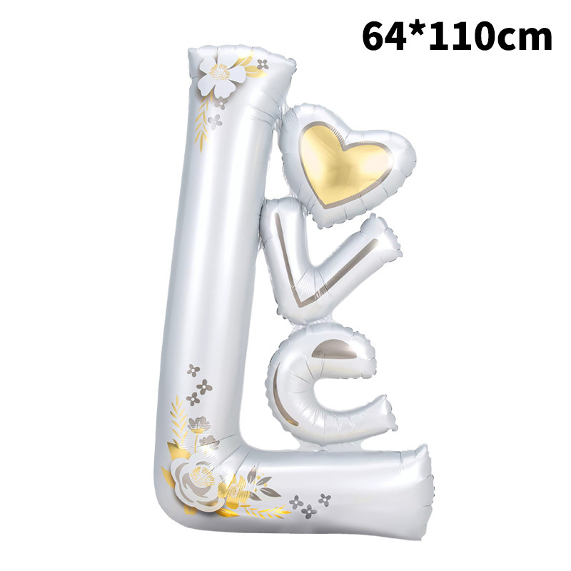 Valentine Theme Silver Conjoined Love Shape Foil Balloon