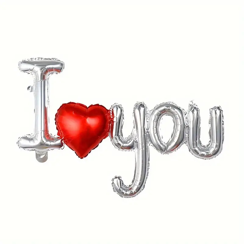 Valentine Theme Silver I LOVE YOU Shape Foil Balloon