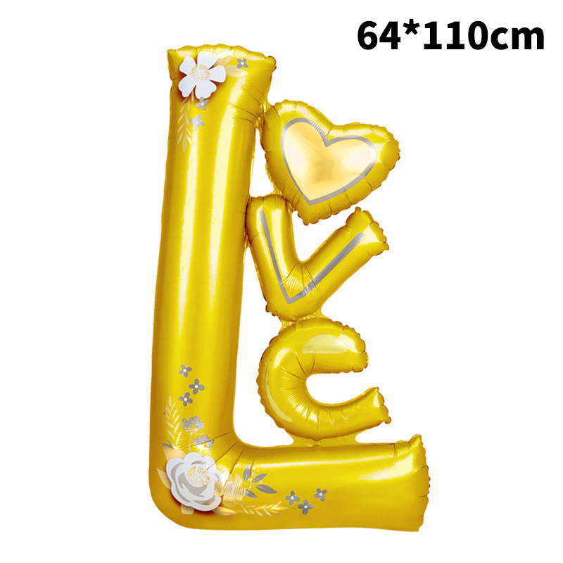Valentine Theme Gold Conjoined Love Shape Foil Balloon
