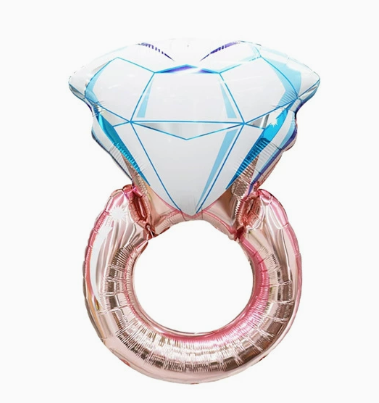 Valentine Theme Rose Gold Diamond Ring Shape Foil Balloon