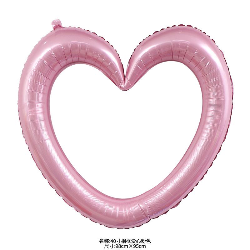 Valentine Theme Pink Hallow Heart Shape Foil Balloon