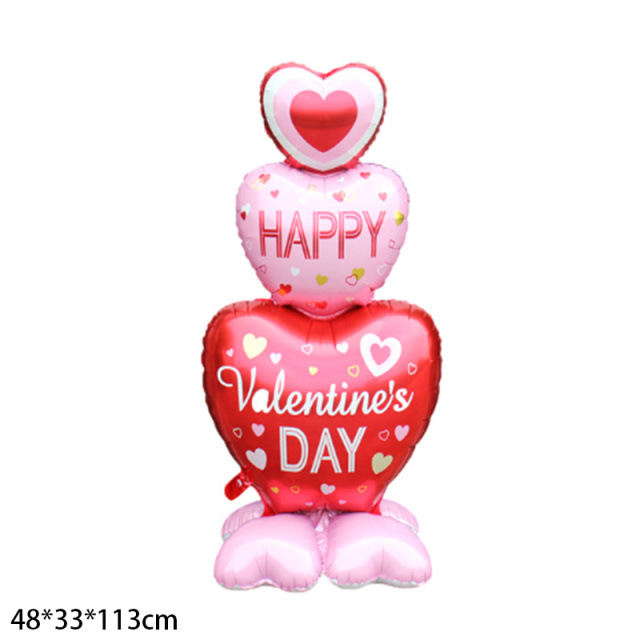 Valentine Theme Standing Base Heart Shape Foil Balloon