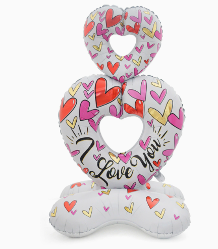 Valentine Theme Standing Heart to Heart Shape Foil Balloon