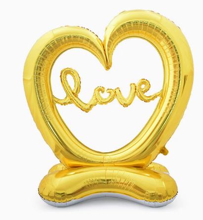 Valentine Theme Gold Standing Hollow LOVE Shape Foil Balloon