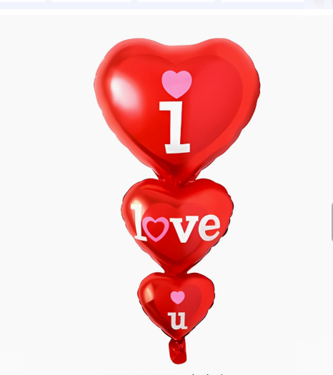 Valentine Theme Red Skewer Heart Shape Foil Balloon