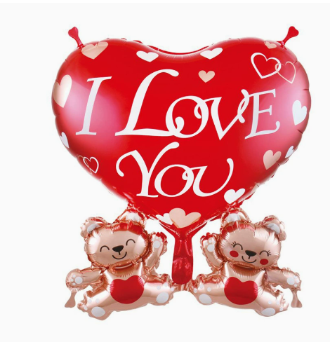 Valentine Theme Two Bear Heart Shape Foil Balloon