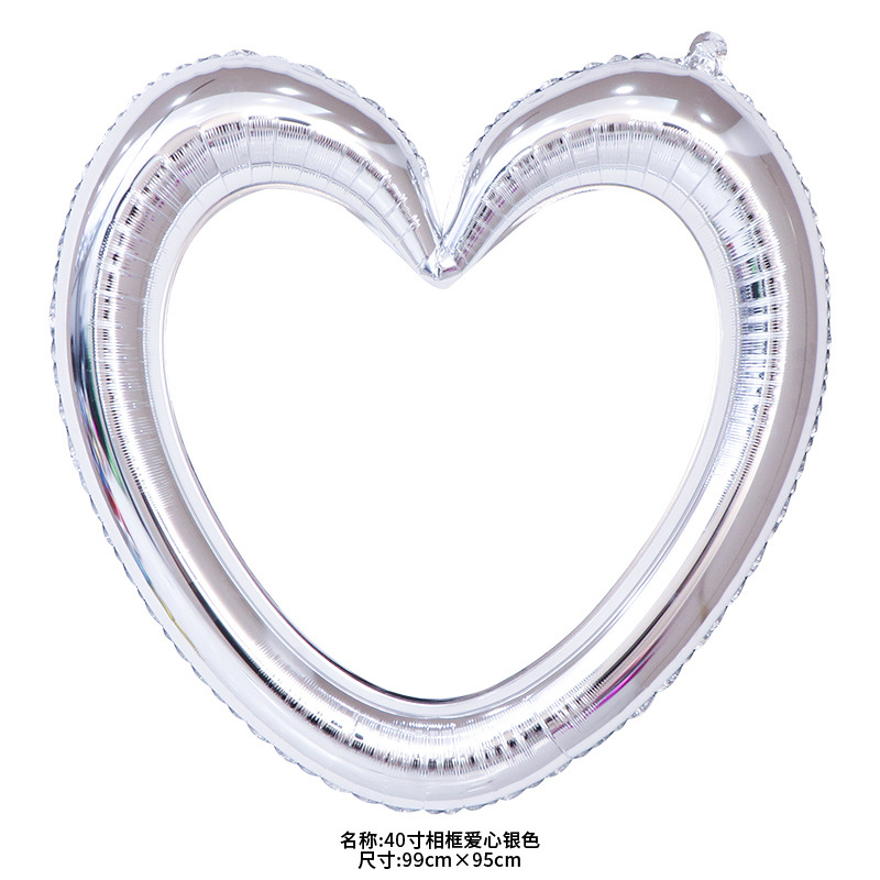 Valentine Theme Silver Hallow Heart Shape Foil Balloon