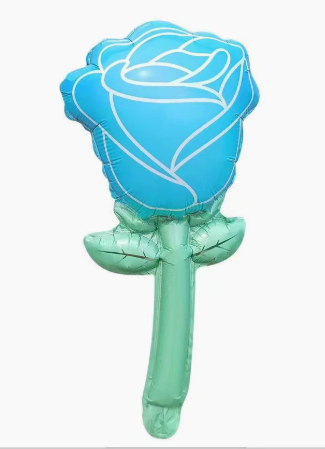 Valentine Theme Blue Rose Shape Foil Balloon