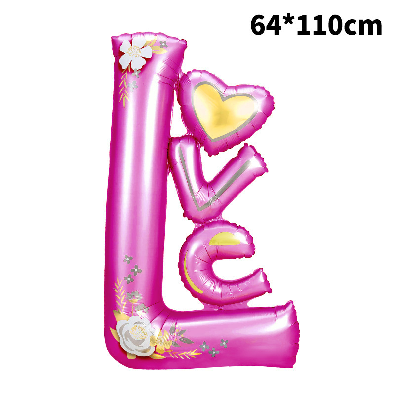 Valentine Theme Hot Pink Conjoined Love Shape Foil Balloon