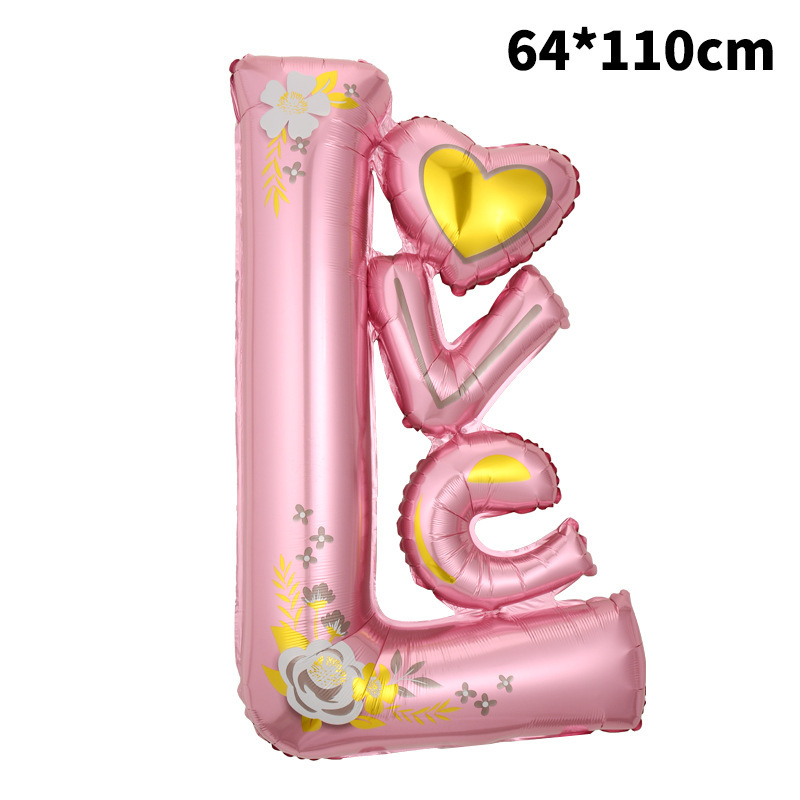 Valentine Theme Pink Conjoined Love Shape Foil Balloon