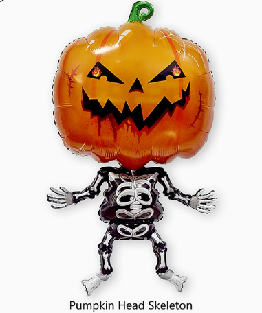 Halloween Theme Pumpkin Head Skeleton Shape Foil Balloon