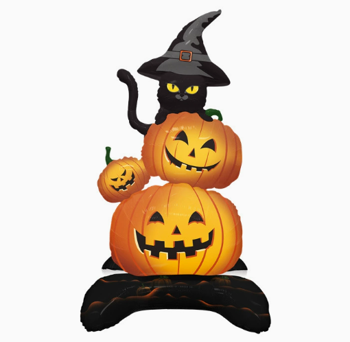 Halloween Theme Standing Pumpkin Cat Shape Foil Balloon