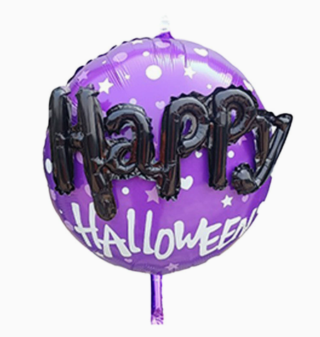Purple Round Ball Happy Halloween Foil Balloon