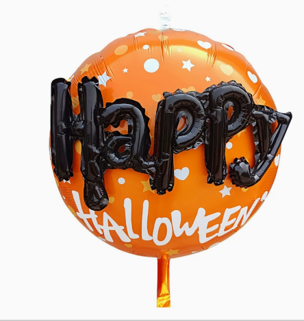 Halloween Theme Orange Round Ball Happy Halloween Foil Balloon