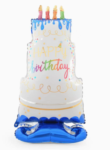 Blue Standing Candlestick Cake Shape Foil Balloon
