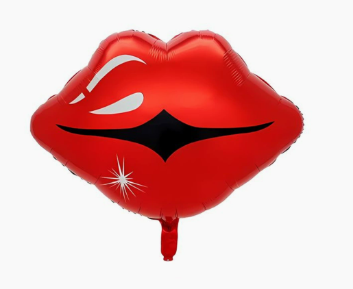 Valentine Theme Bright Red Lip Shape Foil Balloon