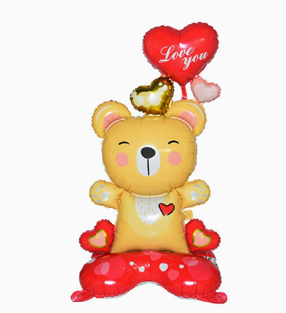 Valentine Theme Bear with Heart Shape Foil Balloon