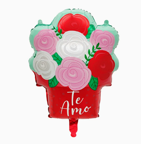 Valentine Theme Spanish Love Bouquet Shape Foil Balloon