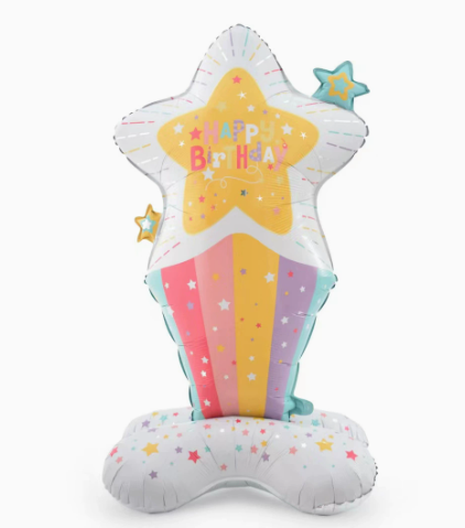 Birthday Standing Rainbow Shooting Star Shape Foil Balloon
