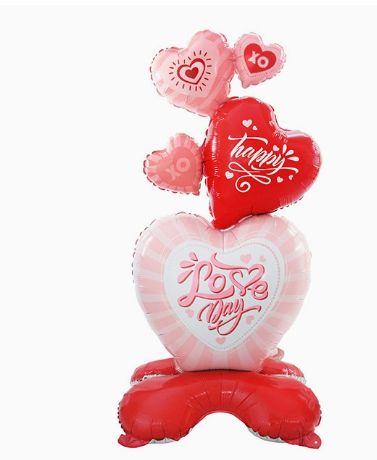 Valentine Theme Hot Heart to Heart Shape Foil Balloon