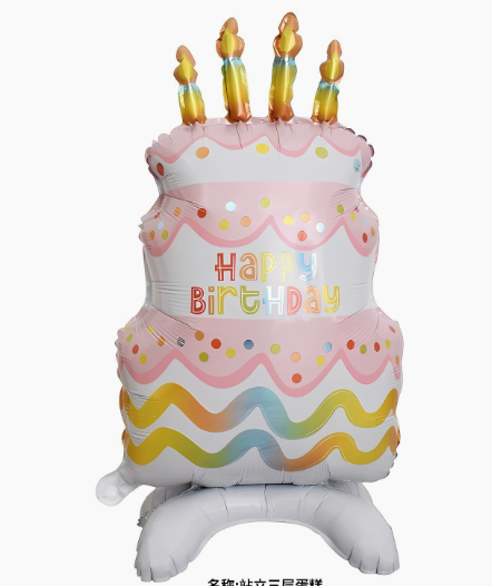 Standing Pink Three-layer Candlestick Cake Shape Foil Balloon