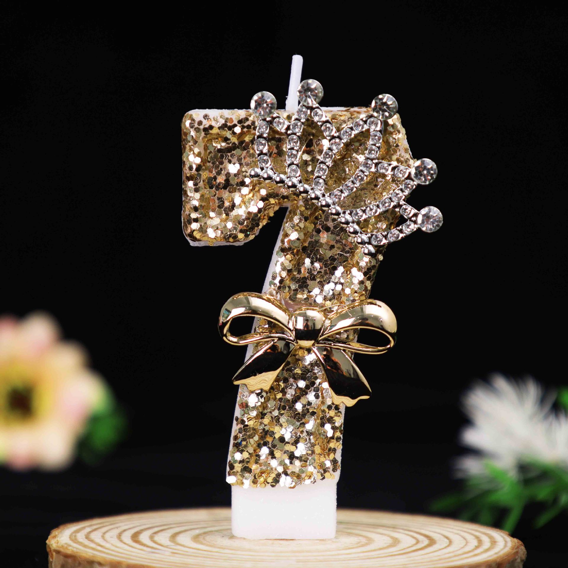 Crown Gold Glitter Number Birthday Candles for Party Decoration