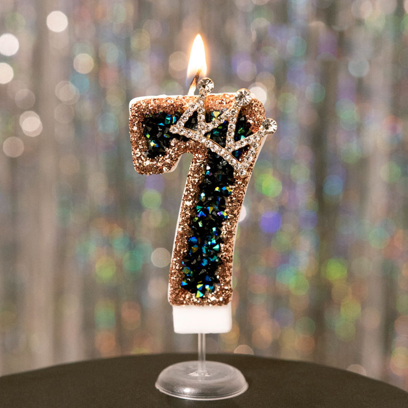 Crown Black Glitter Number Birthday Candles for Party Decoration