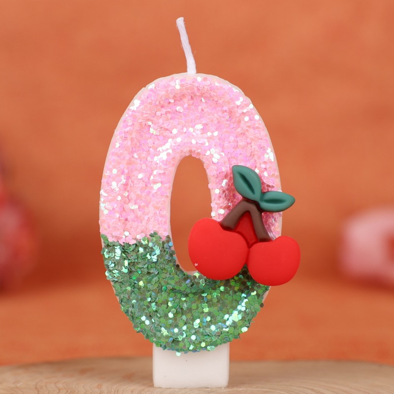 Cherry Pink Glitter Number Birthday Candles for Party Decoration
