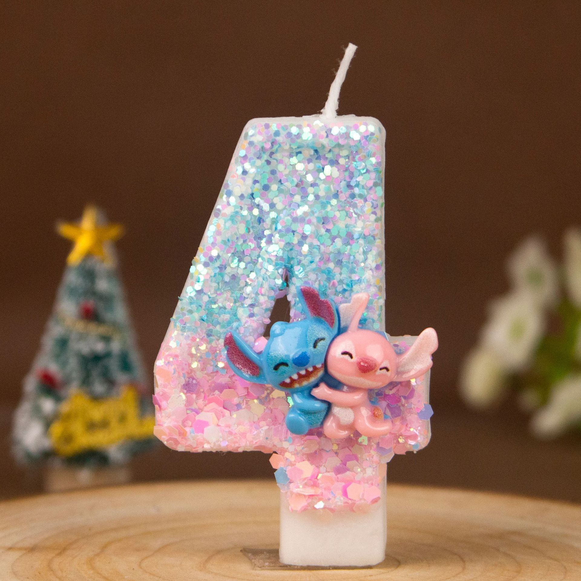 Cartoon Character Glitter Number Birthday Candles for Party Decoration