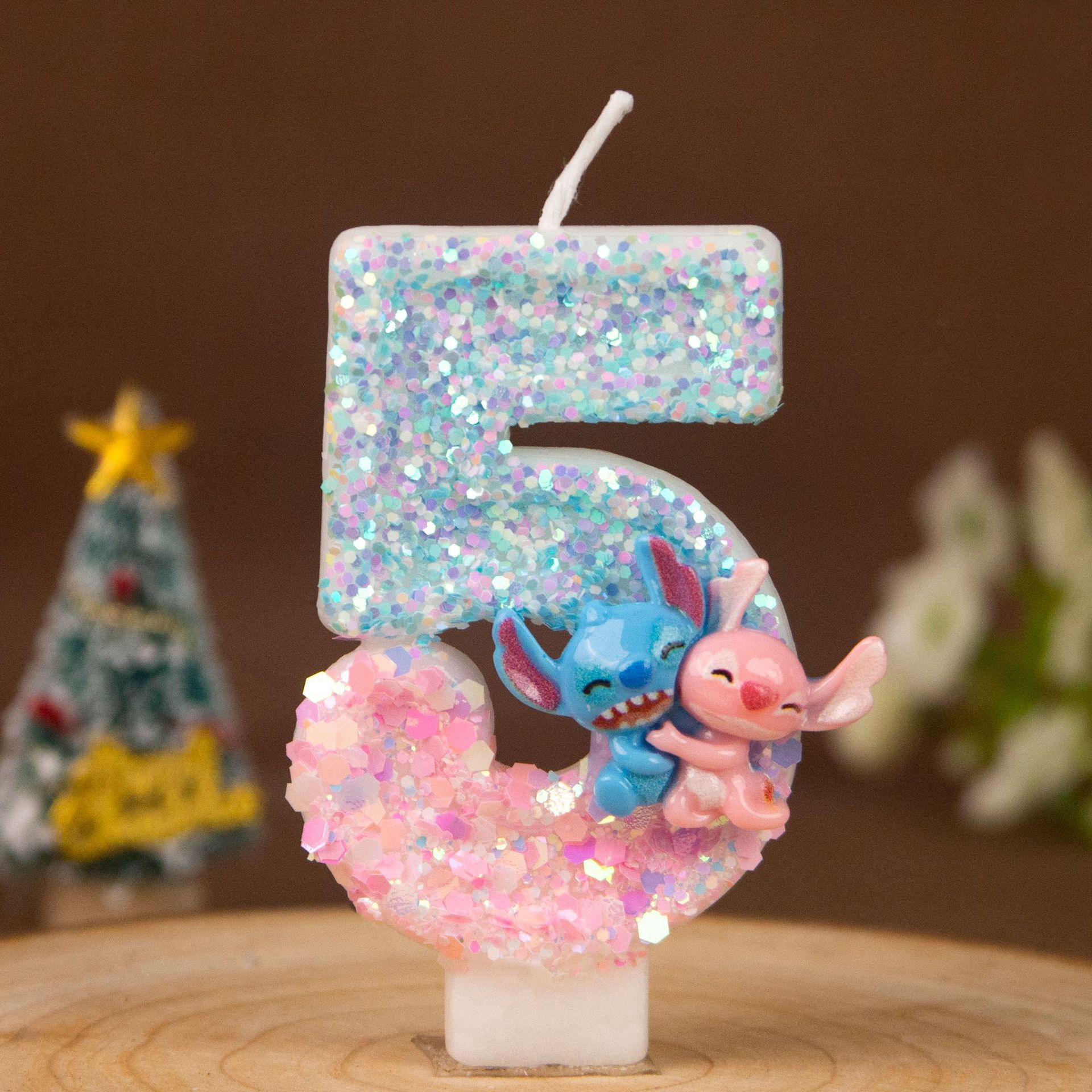 Cartoon Character Glitter Number Birthday Candles for Party Decoration